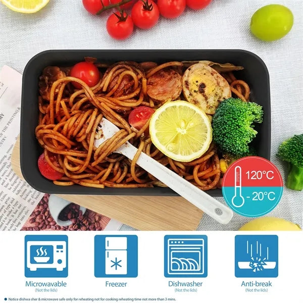 Portable Sealed Wheat Straw Lunch Box With Bamboo Lid