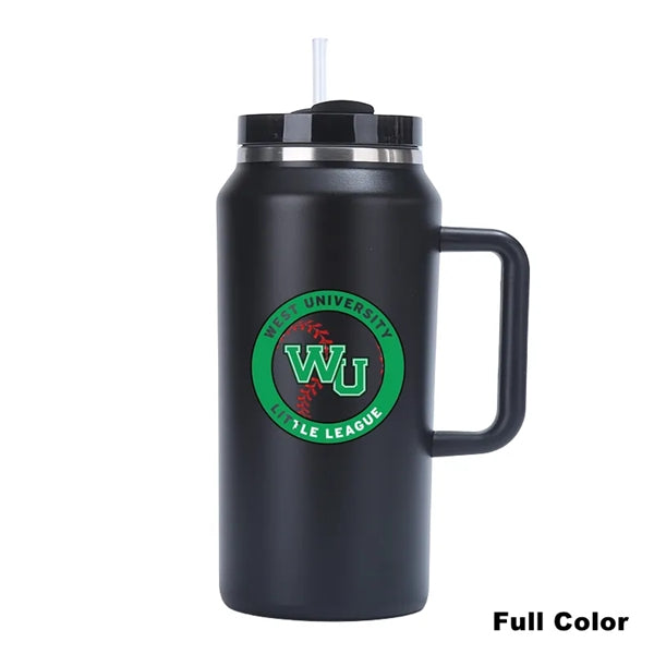 64 oz Insulated Stainless Steel Tumbler With Handle Straw