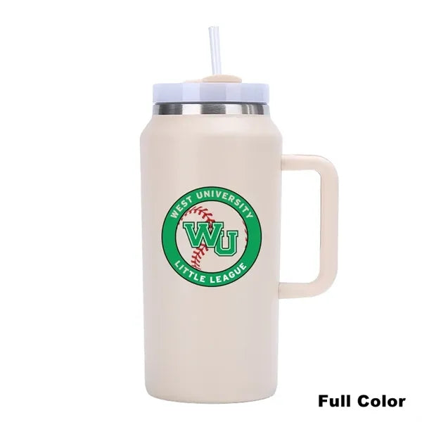 64 oz Insulated Stainless Steel Tumbler With Handle Straw