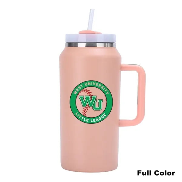 64 oz Insulated Stainless Steel Tumbler With Handle Straw