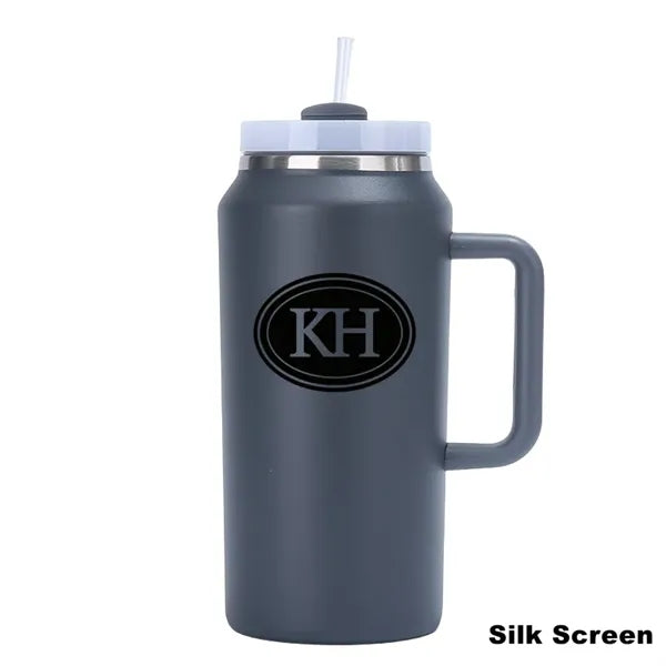 64 oz Insulated Stainless Steel Tumbler With Handle Straw
