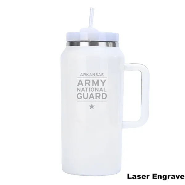 64 oz Insulated Stainless Steel Tumbler With Handle Straw