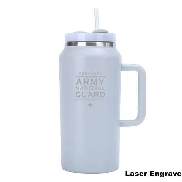 64 oz Insulated Stainless Steel Tumbler With Handle Straw