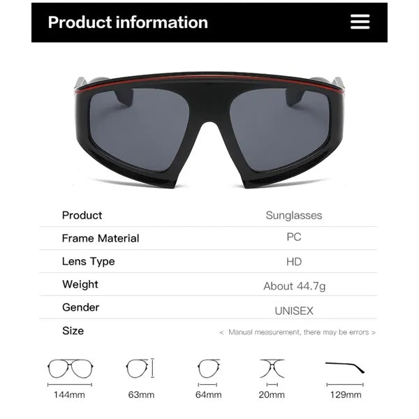 Oversized Curved Racer Thick Plastic Sunglasses