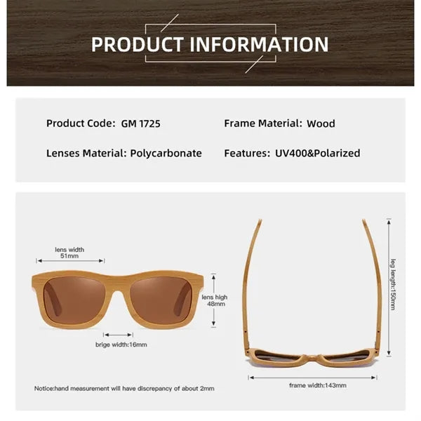 Polarized Wood Sunglasses With Case