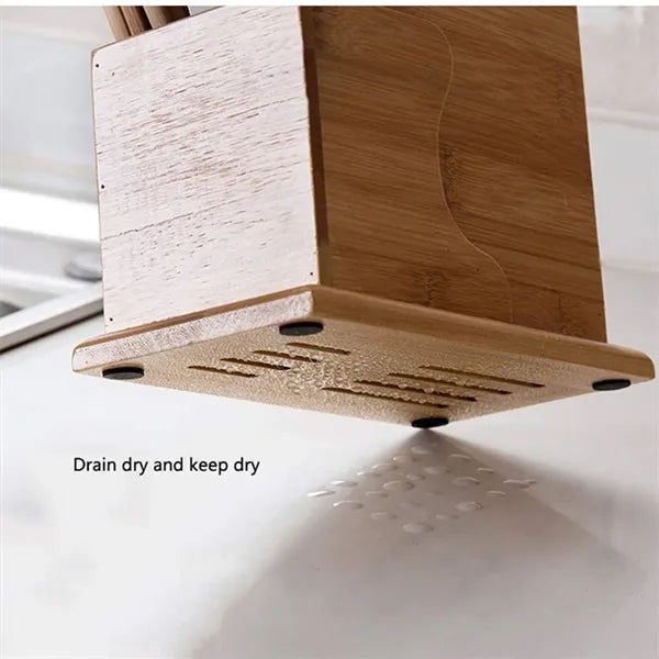 Bamboo Dust-proof And Anti-slip Knife Storage Rack