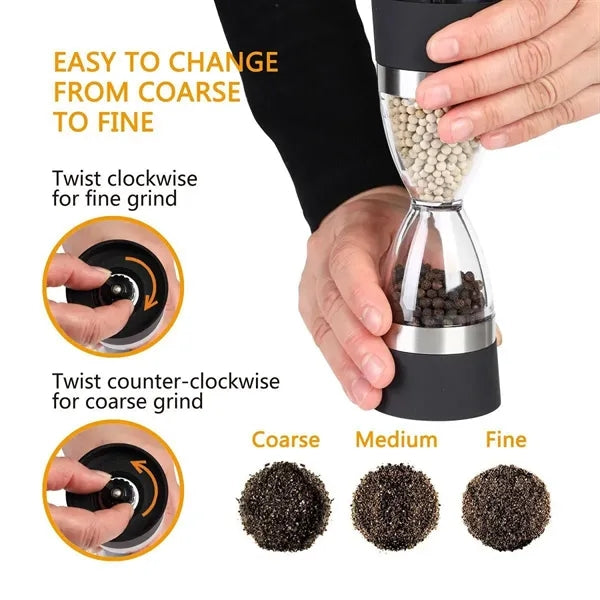 2 in 1 Double-ended Pepper Adjustable Spice Grinder