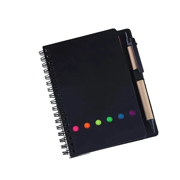 Spiral Notebook With Sticky Notes Pen In Holder