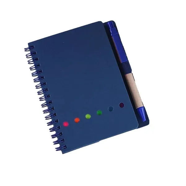 Spiral Notebook With Sticky Notes Pen In Holder