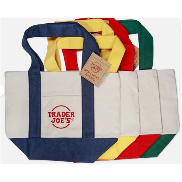 Trader Joe's Large Heavy Lcanvas Tote Bags With Front Pocket