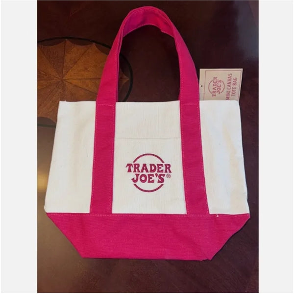 Trader Joe's Large Heavy Lcanvas Tote Bags With Front Pocket