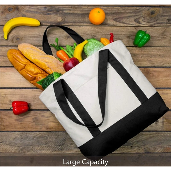 Trader Joe's Style Square Canvas Tote Bags With Front Pocket