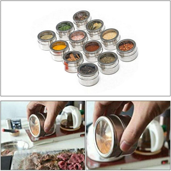 Magnetic stainless steel jar spice storage box