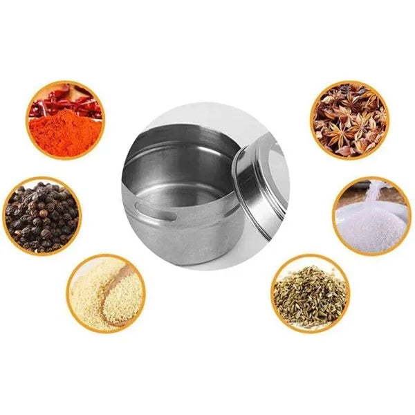 Magnetic stainless steel jar spice storage box