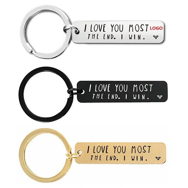 Keychain Engraved With "I LOVE YOU MORE THE END"
