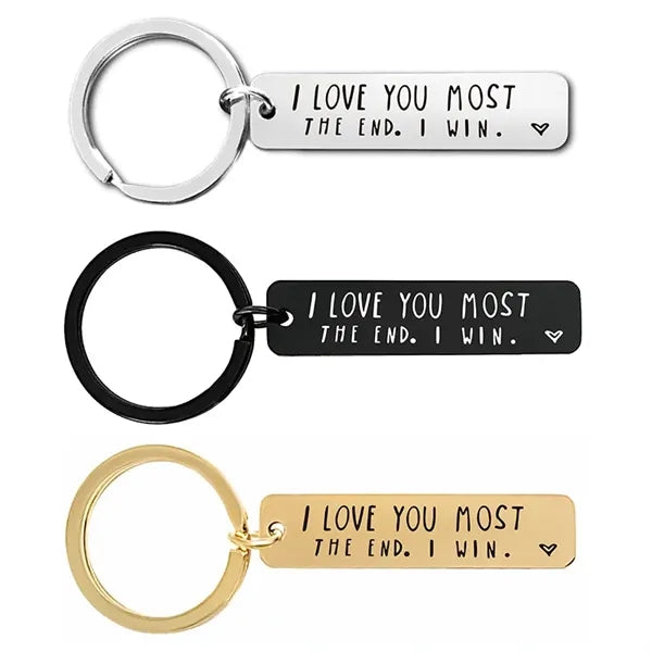 Keychain Engraved With "I LOVE YOU MORE THE END"
