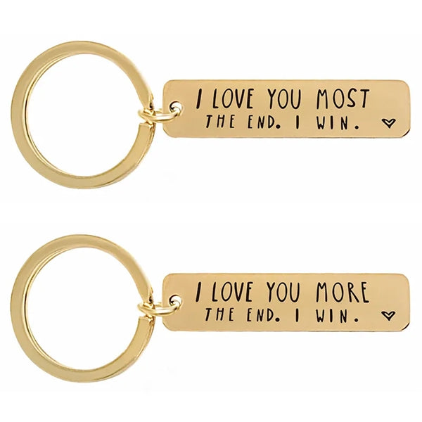 Keychain Engraved With "I LOVE YOU MORE THE END"