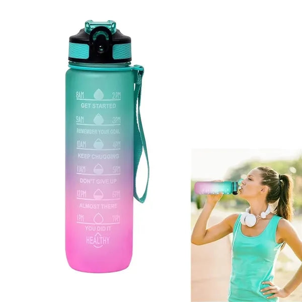 32oz Portable Gradient Plastic Water Bottle