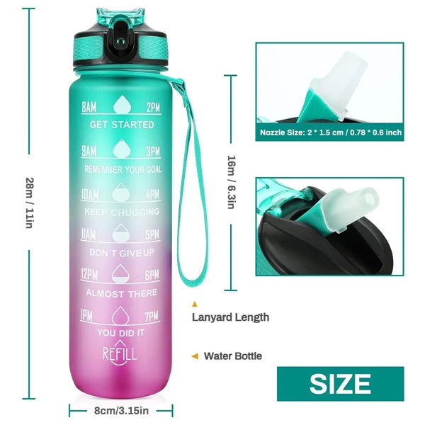 32oz Portable Gradient Plastic Water Bottle