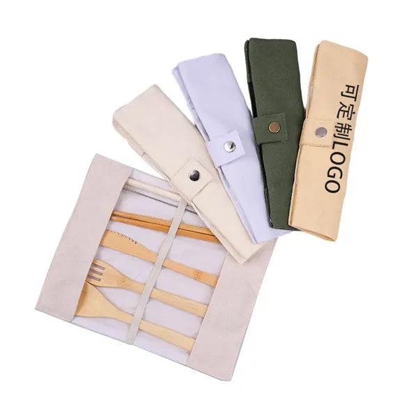 Travel Cutlery Bamboo Utensils Set with Case