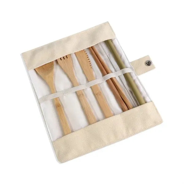Travel Cutlery Bamboo Utensils Set with Case