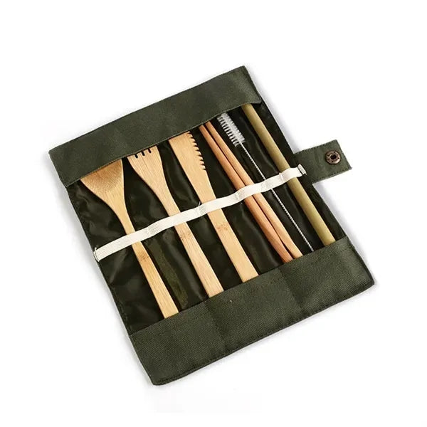 Travel Cutlery Bamboo Utensils Set with Case