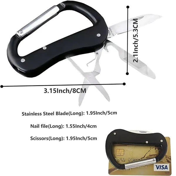 Multitool Carabiner With Pocket Knife Bottle Opener