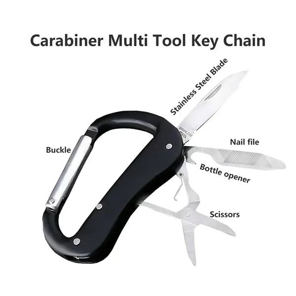 Multitool Carabiner With Pocket Knife Bottle Opener
