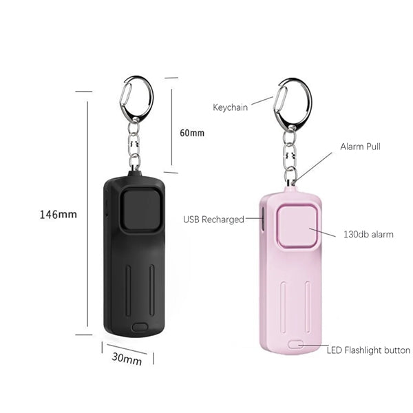 USB Recharge Personal Safety Keychain Alarm for Women