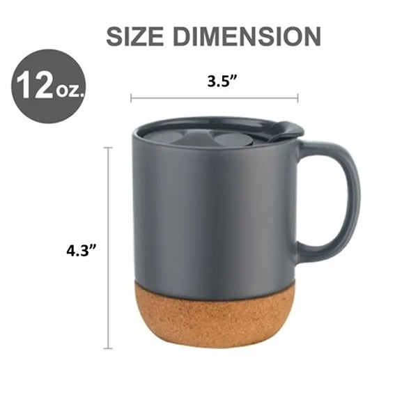 13oz Barista Ceramic Cork Bottom Coffee Milk Mug with Lid