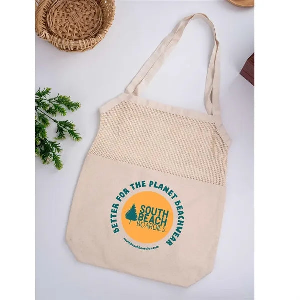 Cotton Fashion Handbag / Patchwork Mesh
