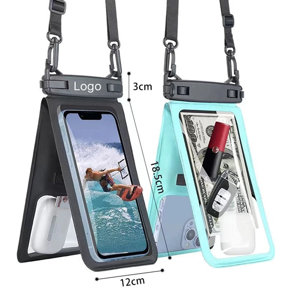 Double Pockets PVC Waterproof Phone Pouch With Clips