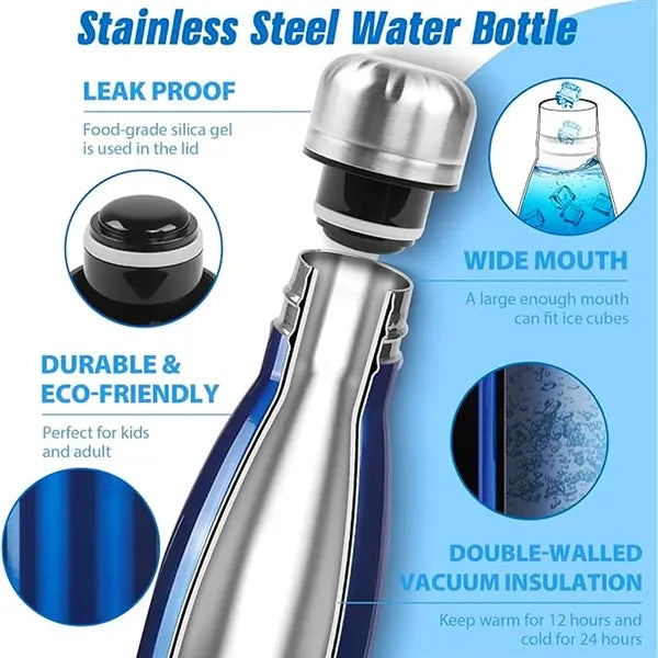 16Oz Stainless Steel Insulated Sport Water Bottle