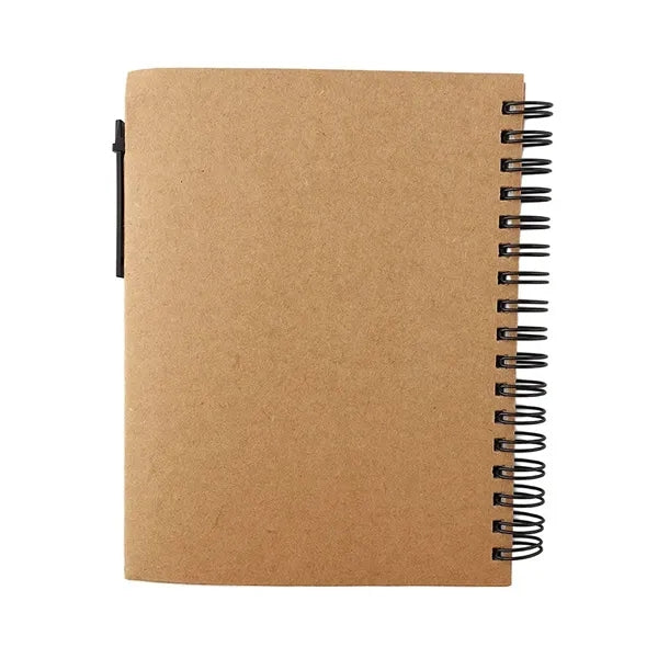 Spiral Notebook With Pen In Holder And Sticky Notes