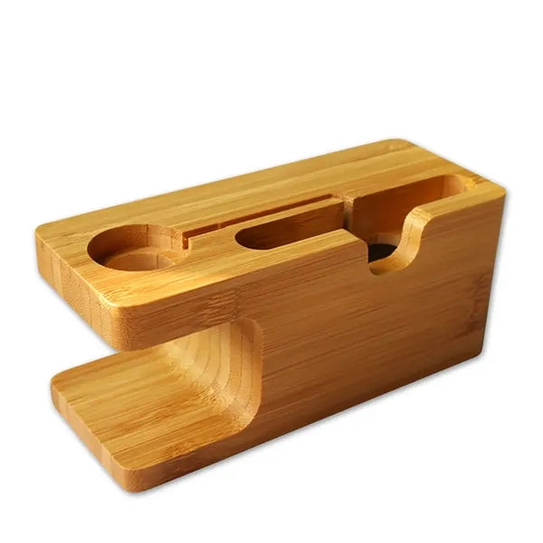 Watch And Mobile Phone Two-In-One Charging Bamboo Stand