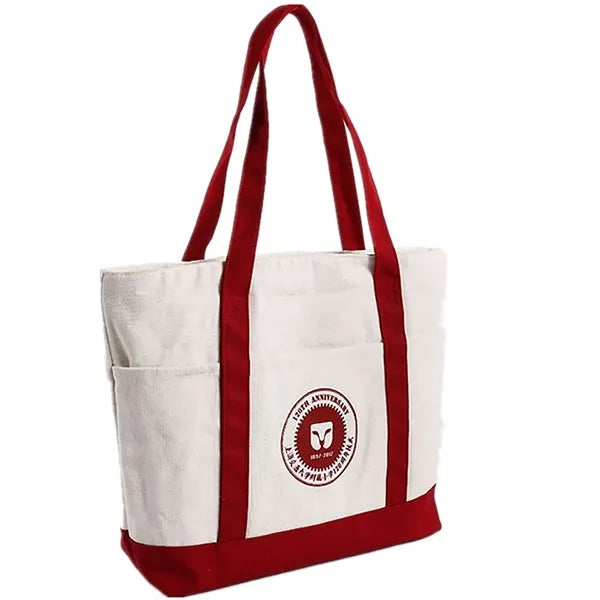 Trader Joe's Style Small Canvas Tote Bags With Front Pocket