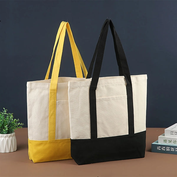 Trader Joe's Style Small Canvas Tote Bags With Front Pocket