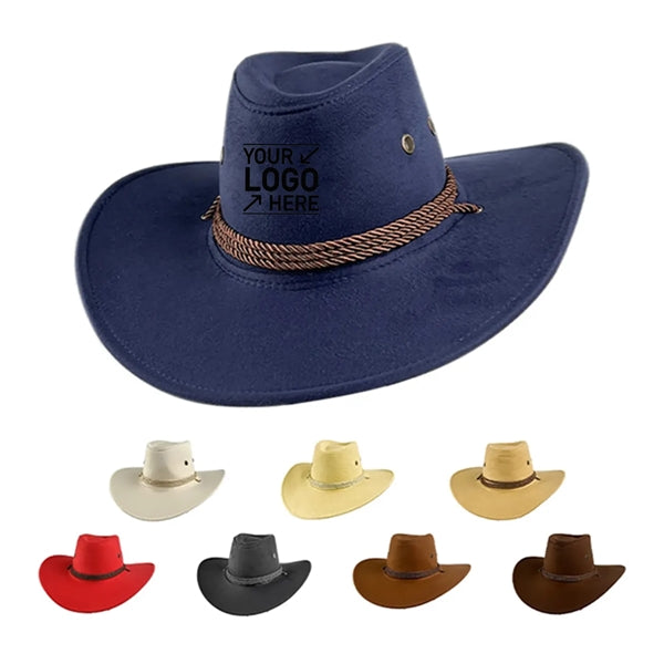 Faux Felt Leather Cowboy Hat