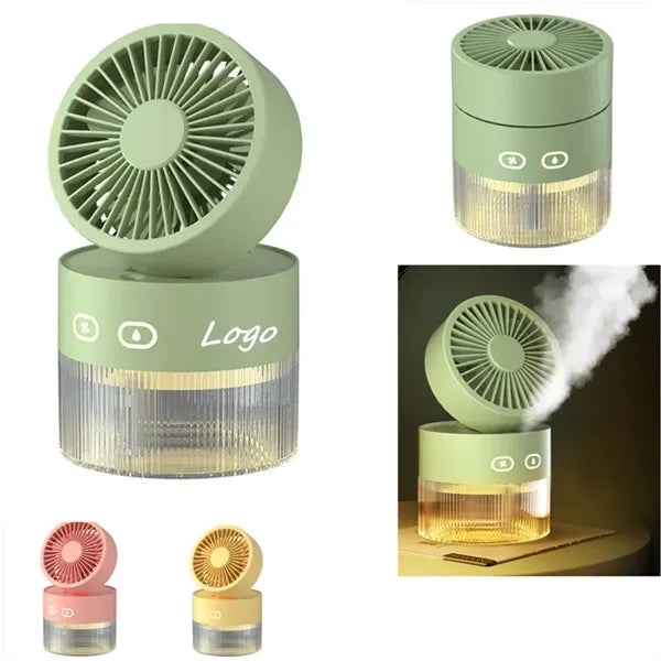Rechargeable Desk Mist Cooling Fan with Nightlight