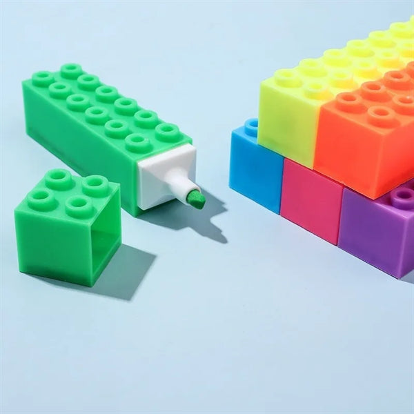 Building Block Plastic Highlighter Chisel Tip Marker Pen