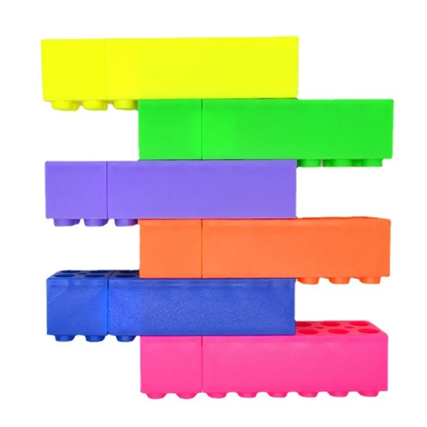 Building Block Plastic Highlighter Chisel Tip Marker Pen