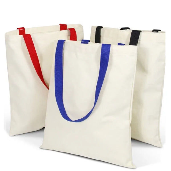 Poly Cotton Tote Bag with Color Web Handles