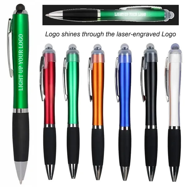 Printed Light-Up Logo Stylus Twist Pen-Laser Engraved