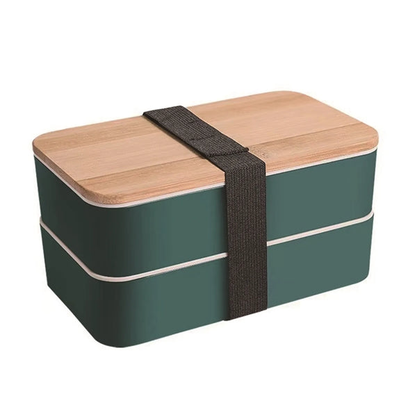 2-Layer Bento Lunch Box with Tableware Set