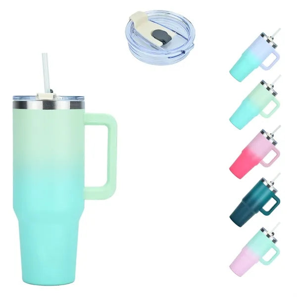 Colorful 40 Oz Tumbler With Handle And Straw Lid