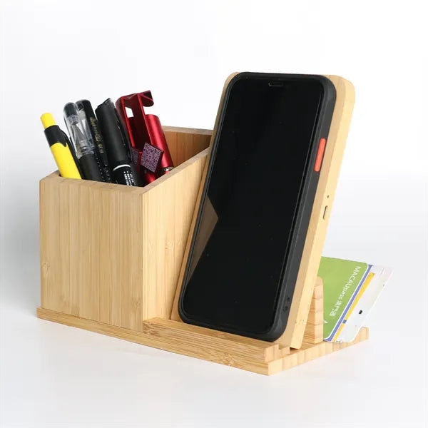 Wireless Charger Electrical Functional Bamboo Pen Holder