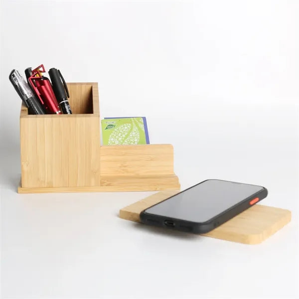 Wireless Charger Electrical Functional Bamboo Pen Holder