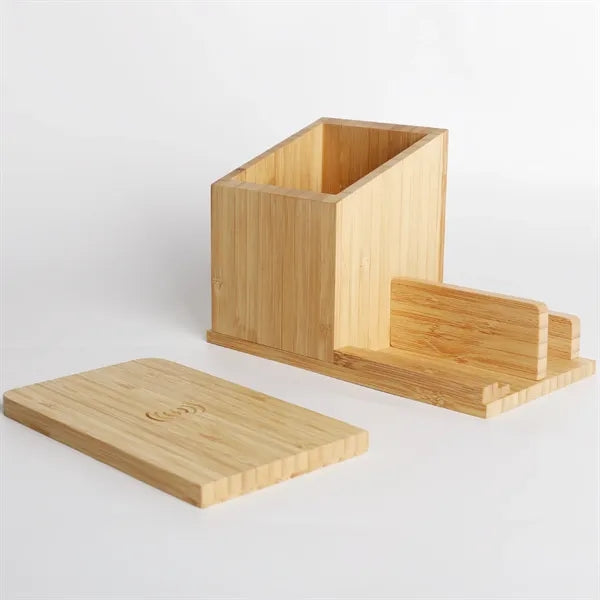 Wireless Charger Electrical Functional Bamboo Pen Holder