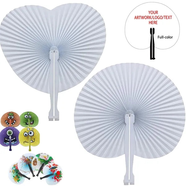 Paper Round Shape Fan With Plastic Handle