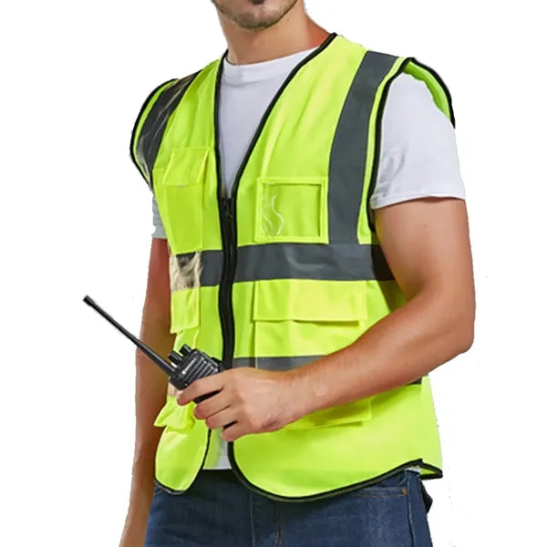 High Visibility Reflective Safety Vests with Pockets and Zip